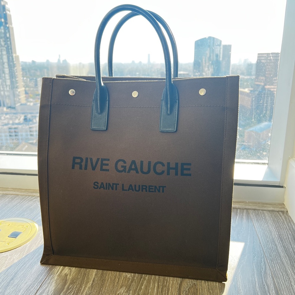 Saint Laurent Rive Gauche North/South tote in printed canvas